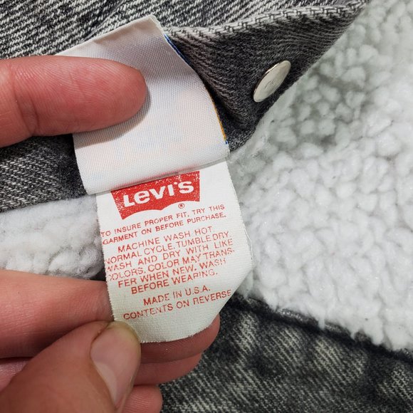 Vintage Levi's Black/Grey Acid Wash Sherpa Jacket 3t - Picture 9 of 11